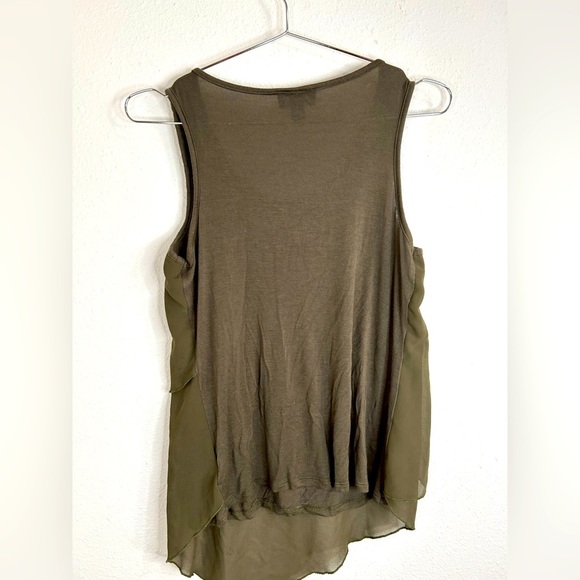 iZByer Women Olive Green Sleeveless High-Low Tank Top Blouse Small Flowy Layered - Picture 8 of 8